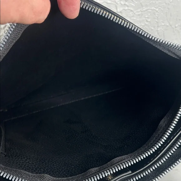 Nanette Lepore Crossbody 3 Compartment Purse Vegan Pebbled Black Leather Bag - Picture 3 of 16